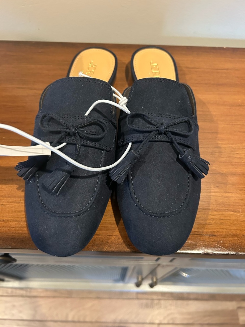 J. Crew Navy Suede Tassel Mule Loafers - Picture 2 of 5